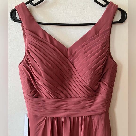 NWT Azazie Pierrette V-Neck Dress Desert Rose A4 - Picture 14 of 16